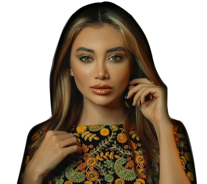 Model showcasing beauty services